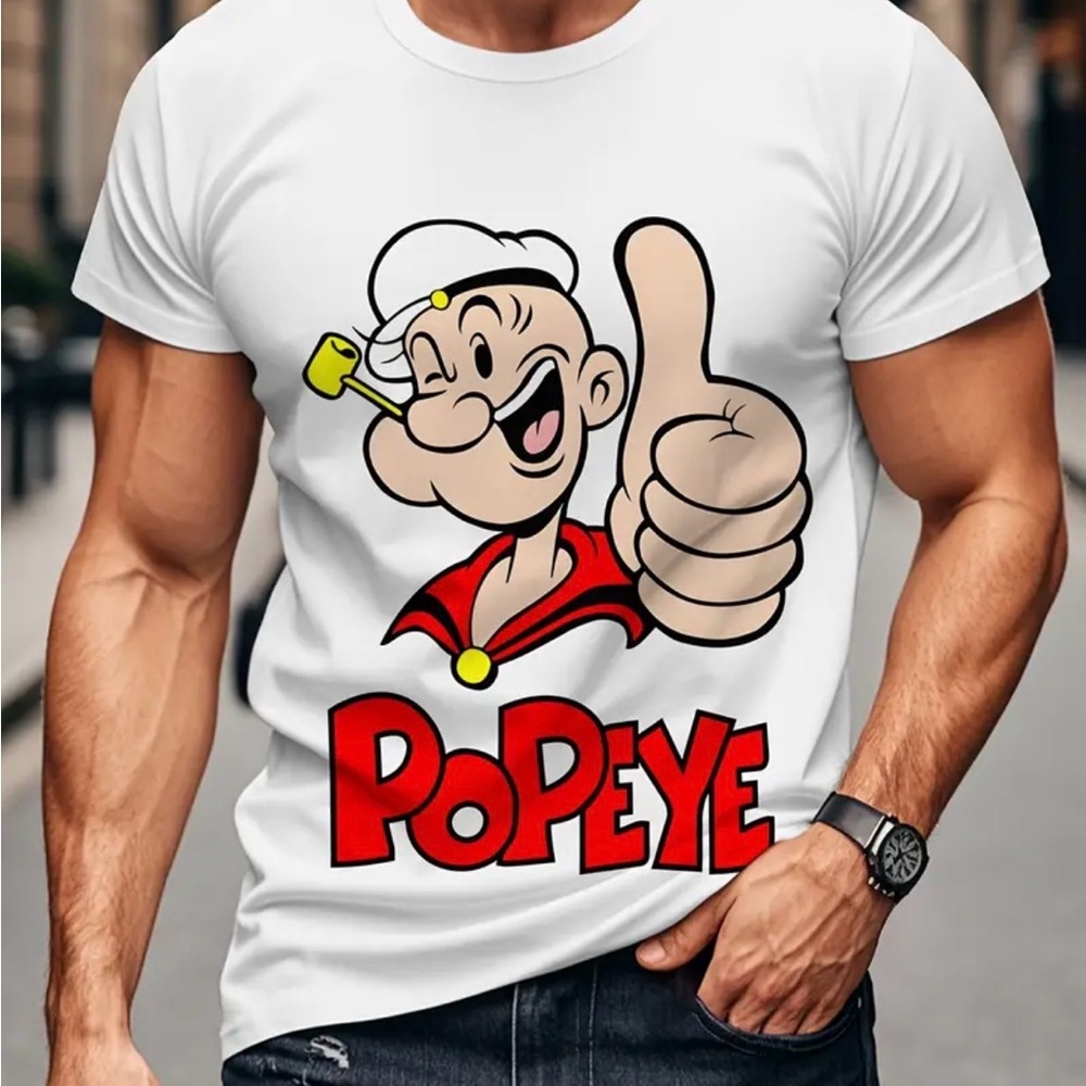 NEW Popeye White Graphic T-Shirt